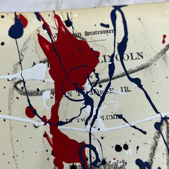 Original Abstract Art Painting 4.75x7.25” American Statesmen Signed #2 - Picture 4 of 5